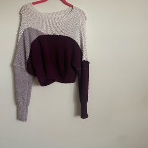 New debut cropped  color block sweater great for
The fall and winter #colorbl